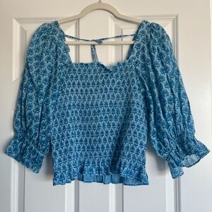 NWT Oliphant Smocked Top Fern Blue VARIOUS SIZES